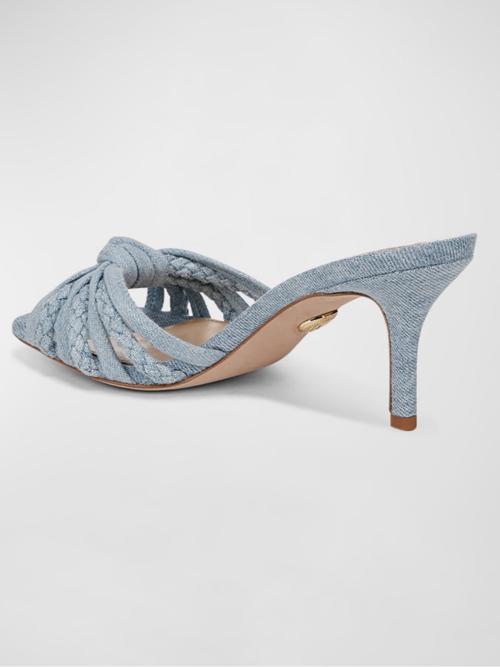 Veronica Beard Misa Braided Denim Knot Kitten Heel Sandals 7.5 - Picture 3 of 10